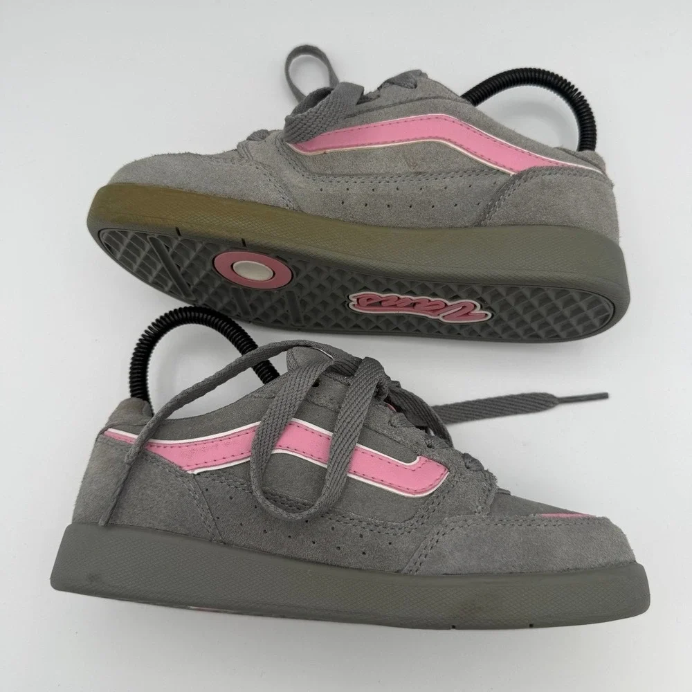 Youth Kids Vans Basha Pink Gray Suede Vintage Y2K Low-Top Skate Shoes Size 5